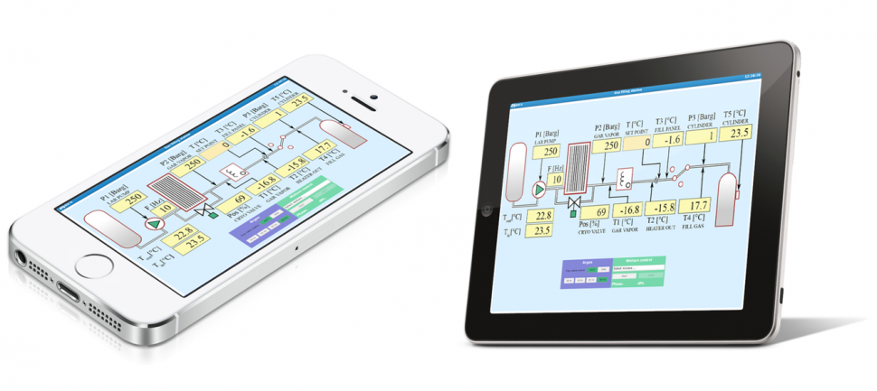 Example of HMI screen created with REXYGEN HMI Designer